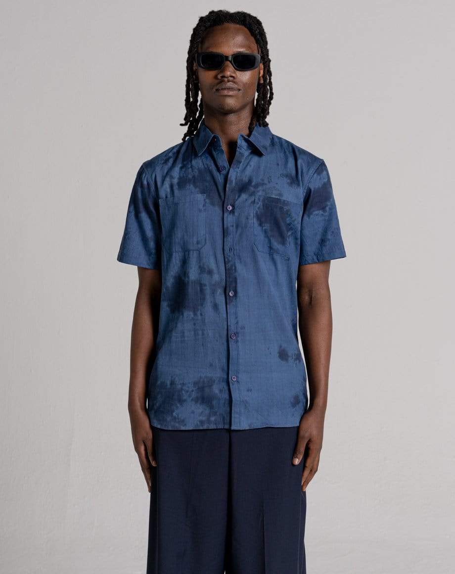 D-STRUCT AYARO MEN'S TIE DYE SHIRT | NAVY