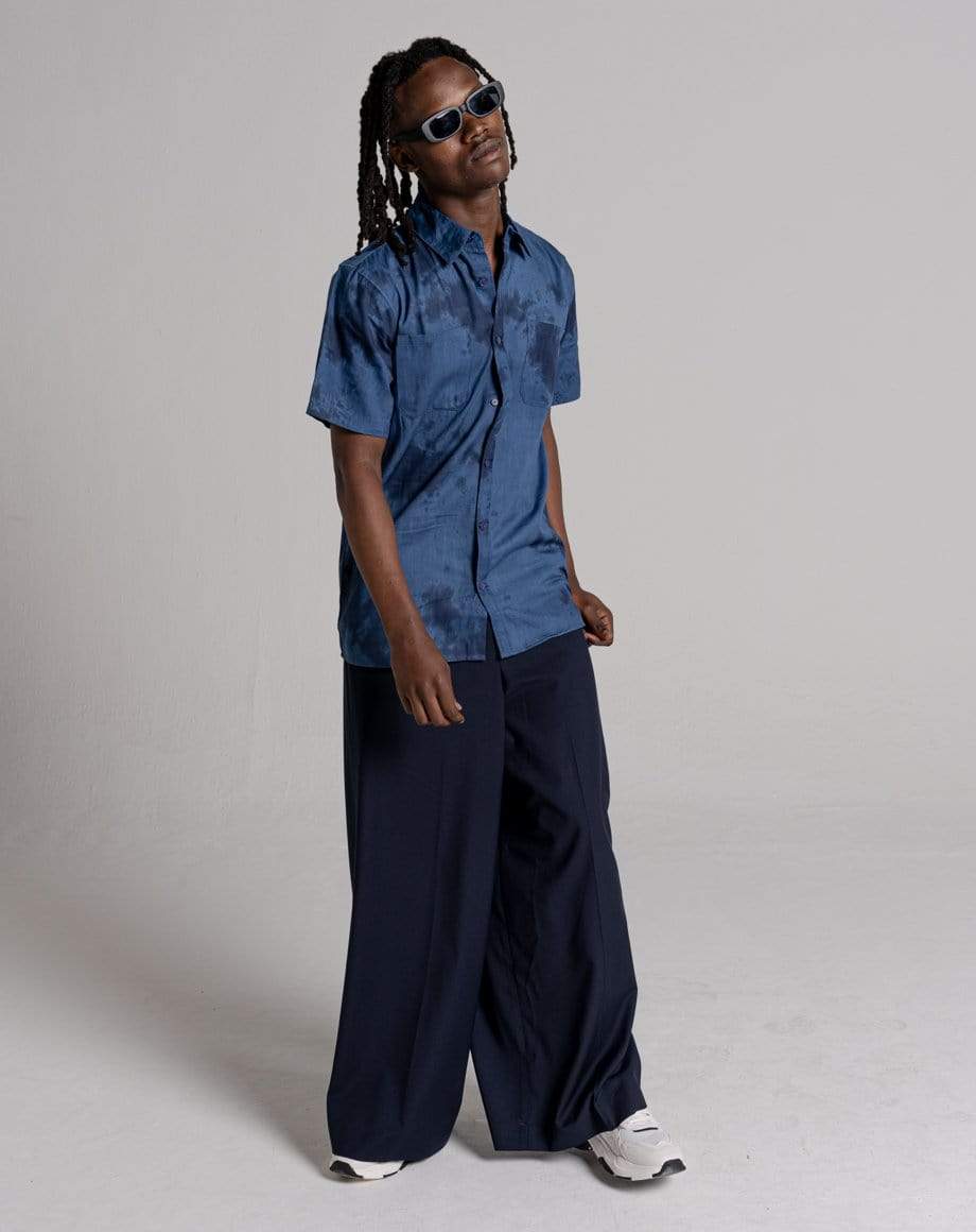 D-STRUCT AYARO MEN'S TIE DYE SHIRT | NAVY