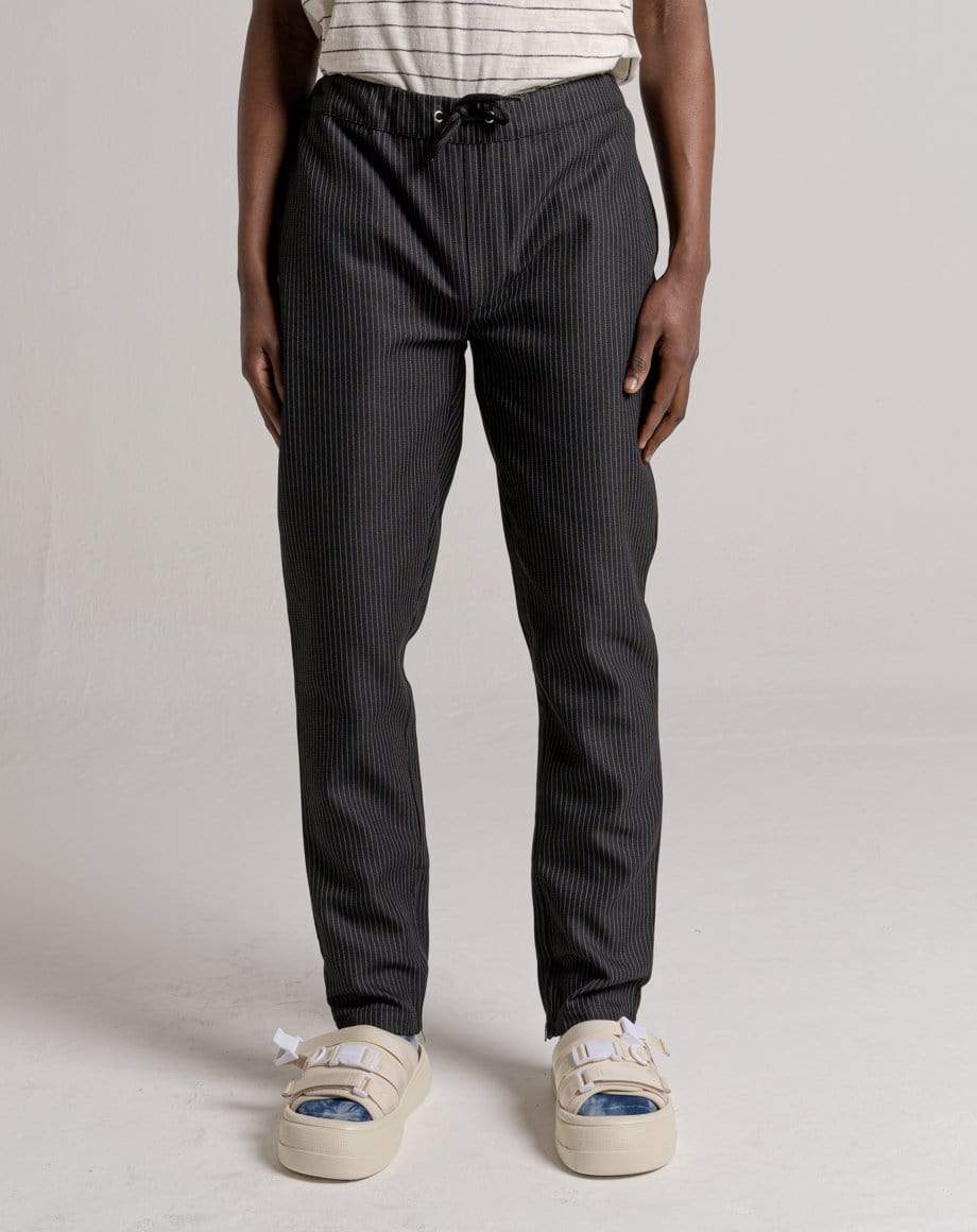 D-STRUCT CONQUISTADOR MEN'S PINSTRIPE TROUSER - BLACK