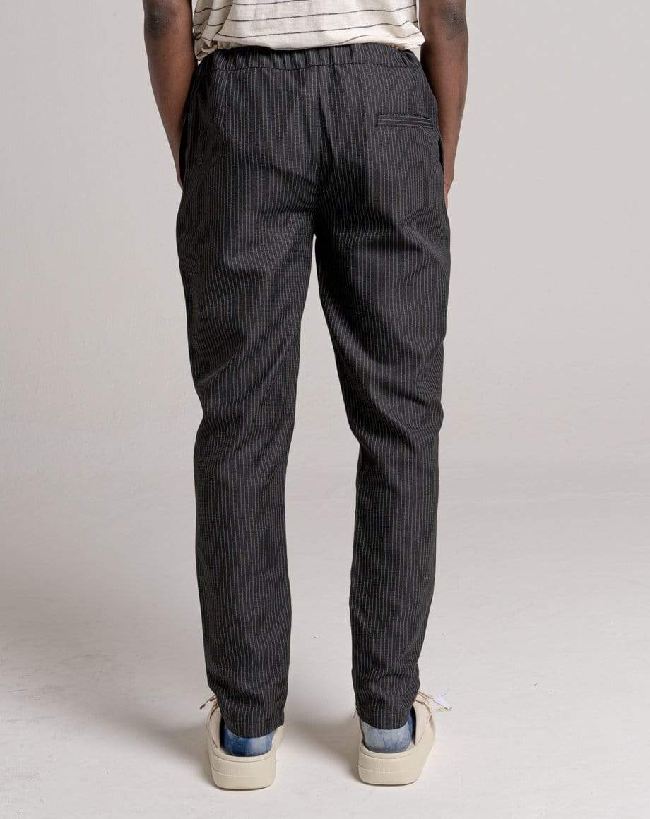 D-STRUCT CONQUISTADOR MEN'S PINSTRIPE TROUSER - BLACK