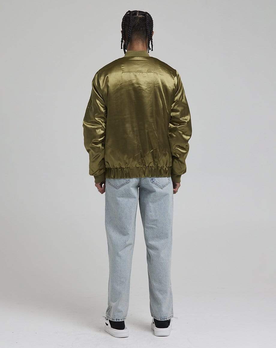 D-STRUCT DON MEN'S SATIN BOMBER JACKET | KHAKI