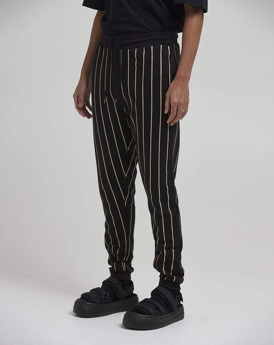 D-STRUCT ELMONTE MEN'S STRIPED JOGGERS | BLACK