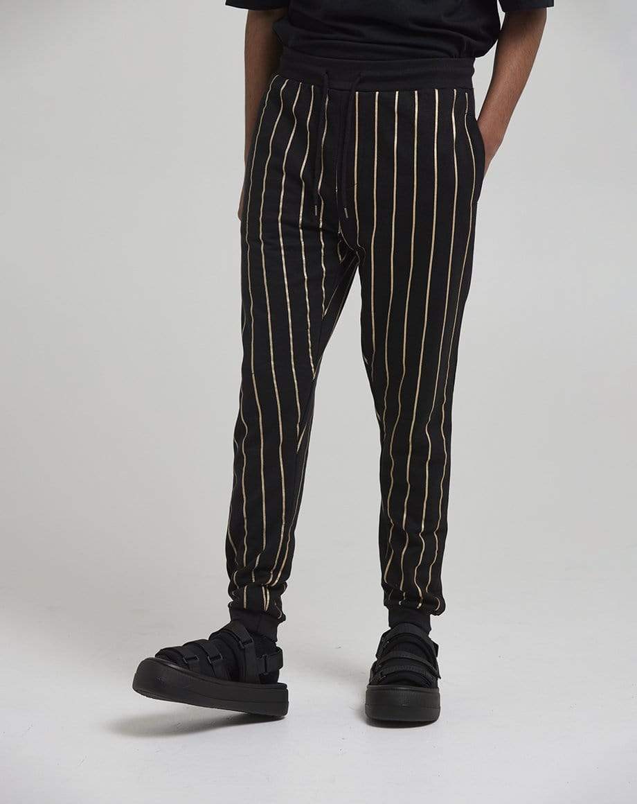D-STRUCT ELMONTE MEN'S STRIPED JOGGERS | BLACK