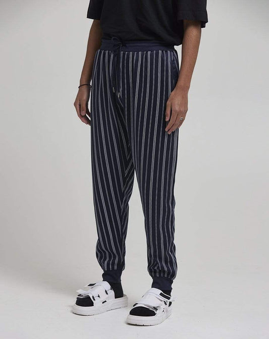 D-STRUCT FILIP MEN'S STRIPED TRACK PANTS | NAVY