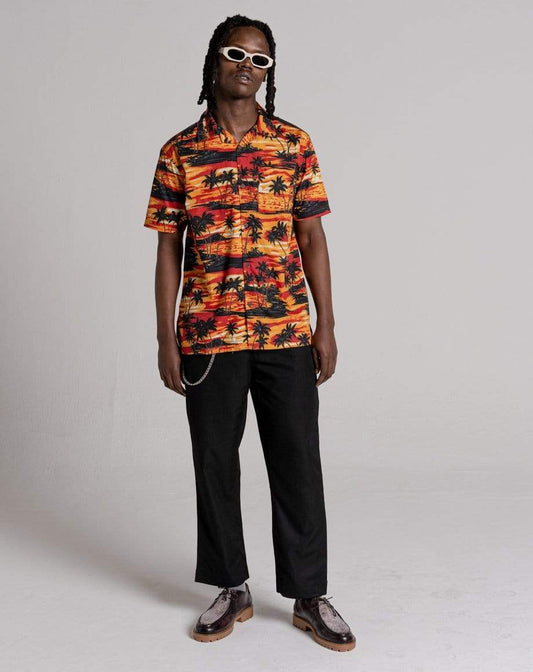 D-STRUCT KRAKATOA UNISEX SHORT SLEEVE HAWAIIAN SHIRT | ORANGE