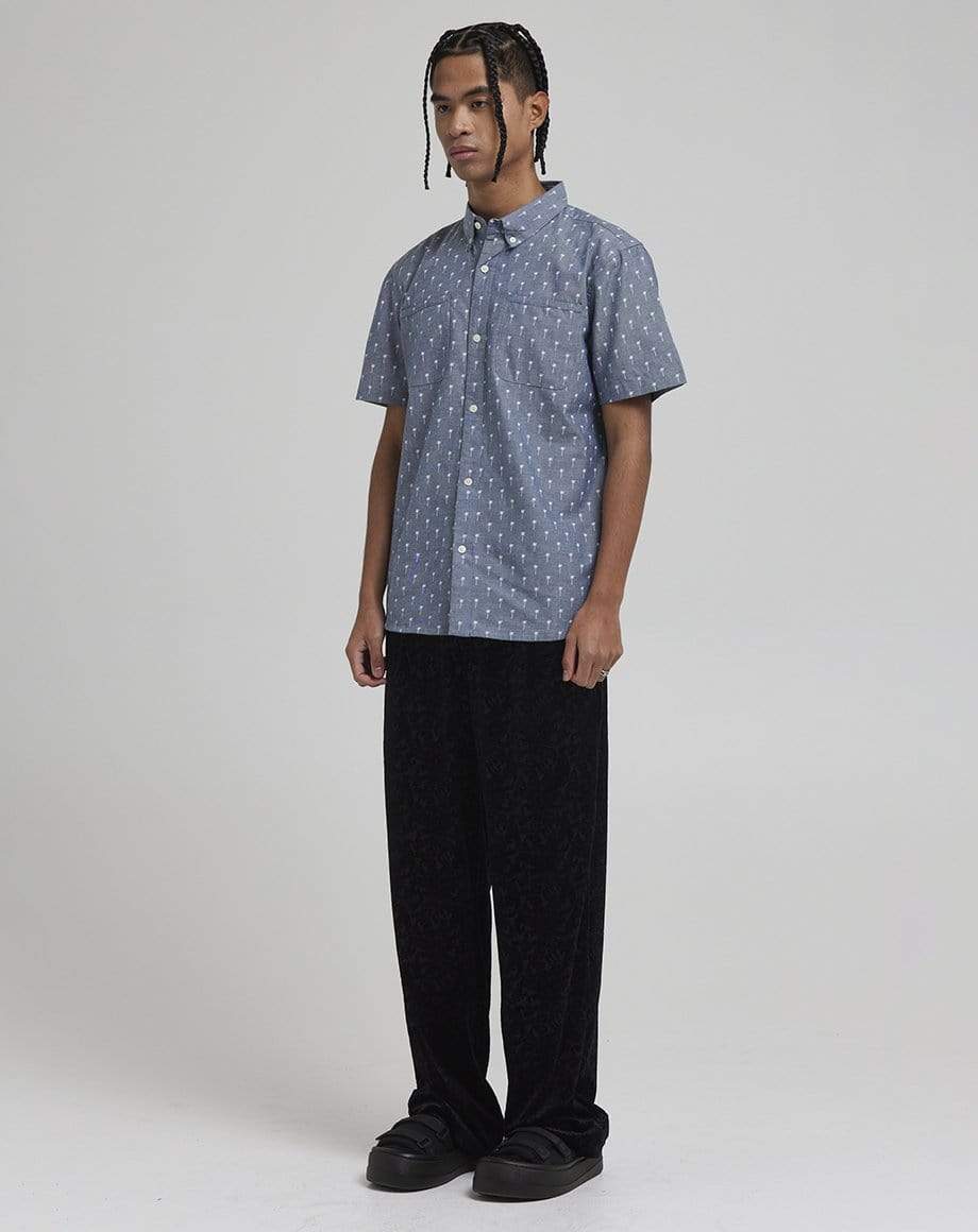 D-STRUCT MARINA MEN'S PALM PRINT SHIRT | BLUE