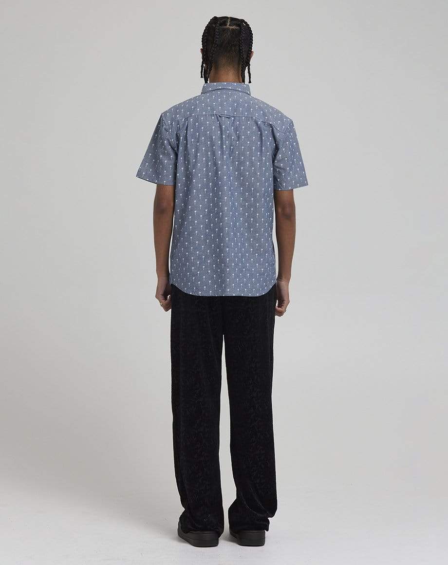 D-STRUCT MARINA MEN'S PALM PRINT SHIRT | BLUE