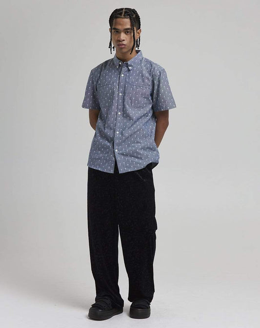 D-STRUCT MARINA MEN'S PALM PRINT SHIRT | BLUE