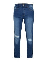 Poplar Men's Distressed Zip Hem Skinny Jeans