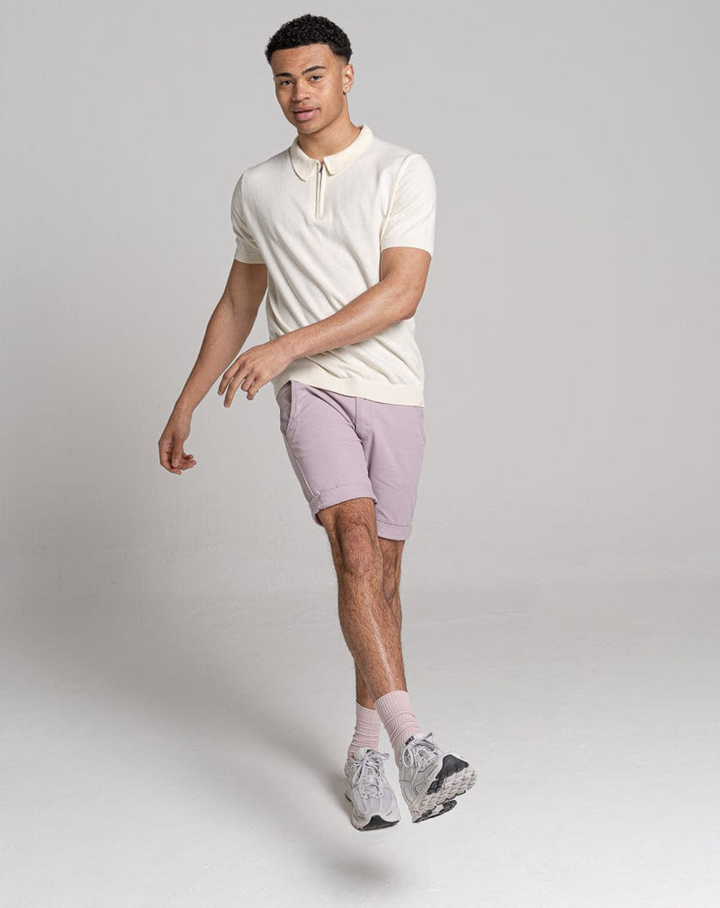 Bellfield Clothing ESSENTIAL OVERSIZED SHORT SLEEVE KNITTED POLO | ECRU