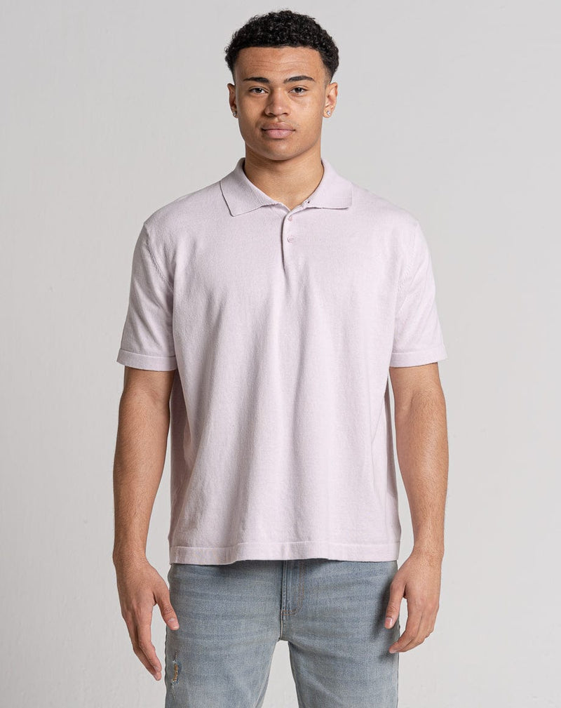 Bellfield Clothing ESSENTIAL OVERSIZED SHORT SLEEVE KNITTED POLO | LILAC