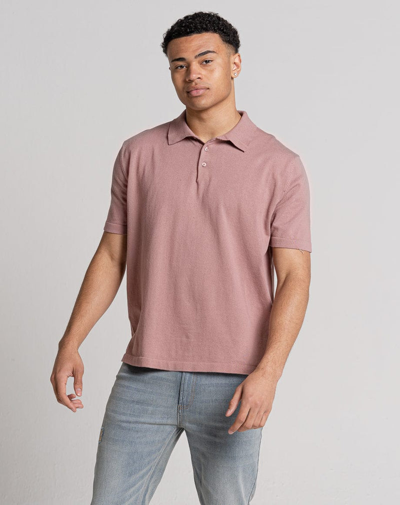 Bellfield Clothing ESSENTIAL OVERSIZED SHORT SLEEVE KNITTED POLO | PINK