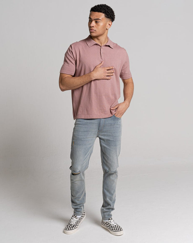 Bellfield Clothing ESSENTIAL OVERSIZED SHORT SLEEVE KNITTED POLO | PINK