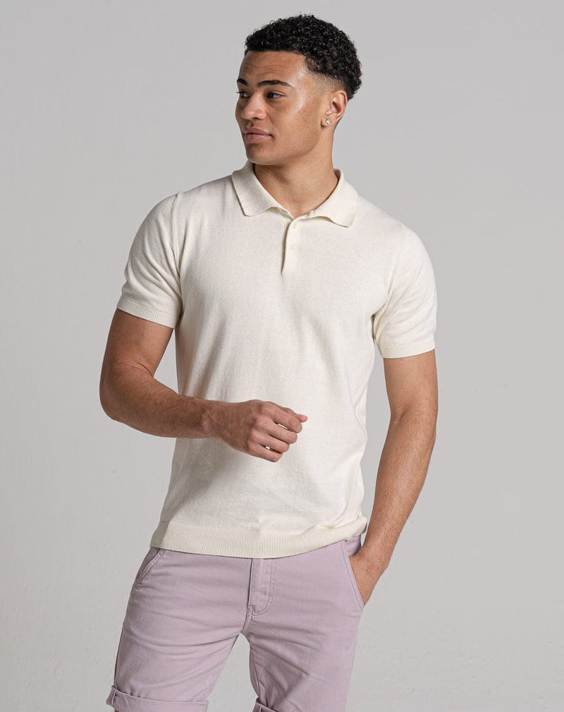 Bellfield Clothing ESSENTIAL SHORT SLEEVE KNITTED POLO | ECRU