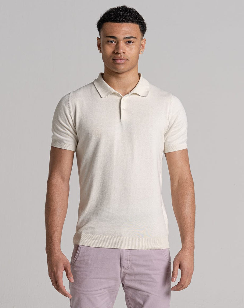 Bellfield Clothing ESSENTIAL SHORT SLEEVE KNITTED POLO | ECRU