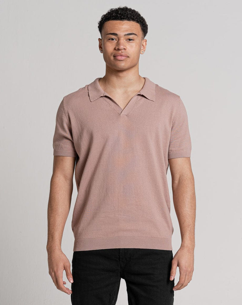 Bellfield Clothing ESSENTIAL SHORT SLEEVE OPEN COLLAR POLO | PINK