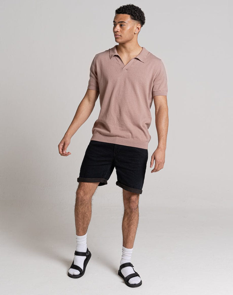 Bellfield Clothing ESSENTIAL SHORT SLEEVE OPEN COLLAR POLO | PINK