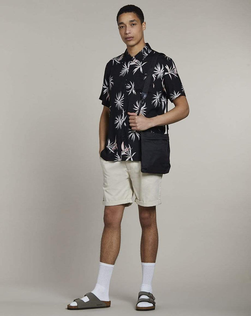 Bellfield Menswear BELLFIELD ANGUILLA PARADISE PRINT MENS SHIRT | BLACK