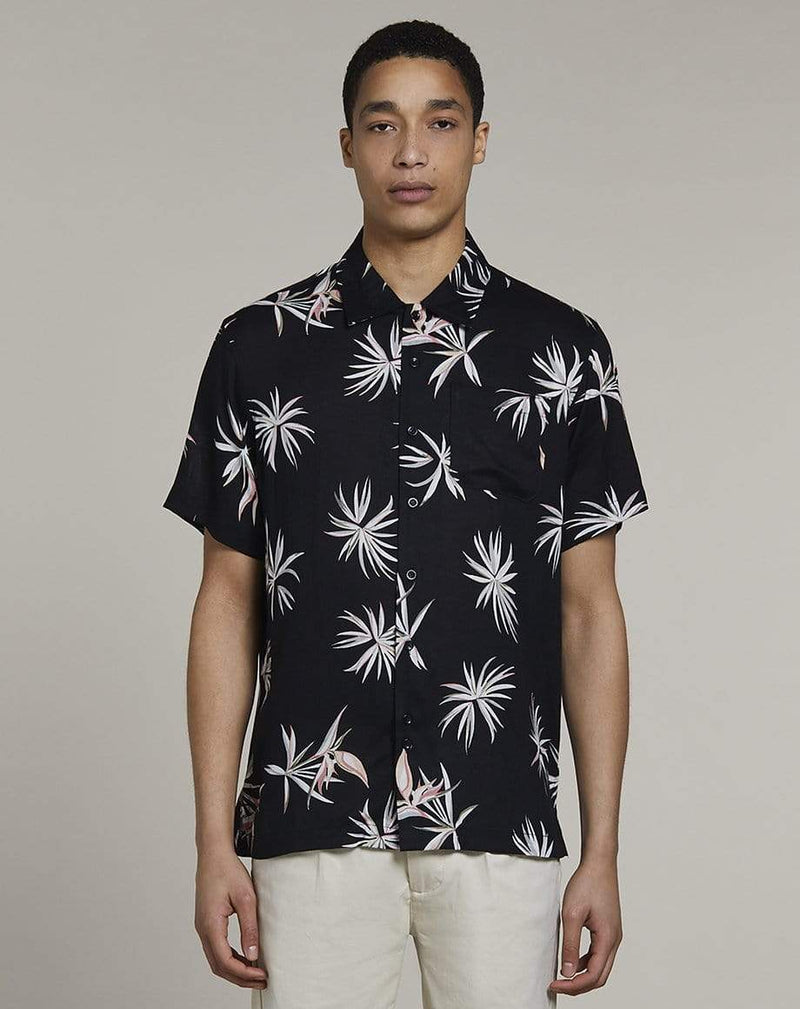 Bellfield Menswear BELLFIELD ANGUILLA PARADISE PRINT MENS SHIRT | BLACK