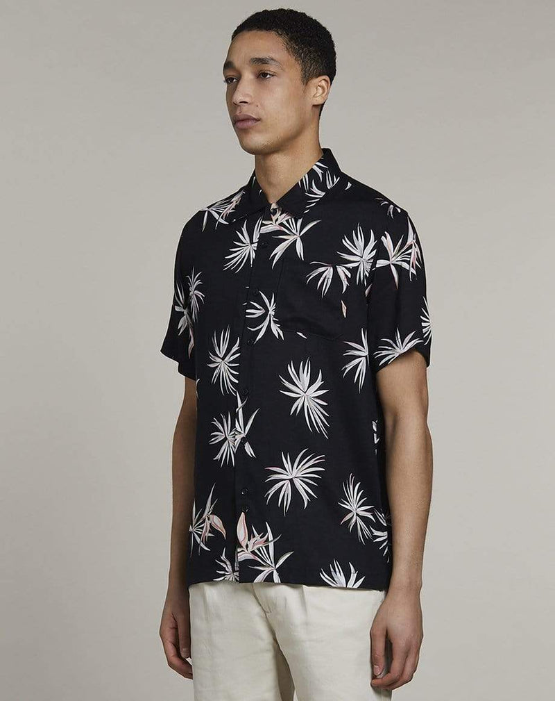 Bellfield Menswear BELLFIELD ANGUILLA PARADISE PRINT MENS SHIRT | BLACK