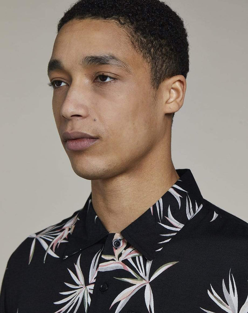 Bellfield Menswear BELLFIELD ANGUILLA PARADISE PRINT MENS SHIRT | BLACK