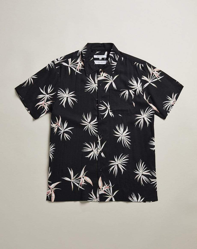 Bellfield Menswear BELLFIELD ANGUILLA PARADISE PRINT MENS SHIRT | BLACK
