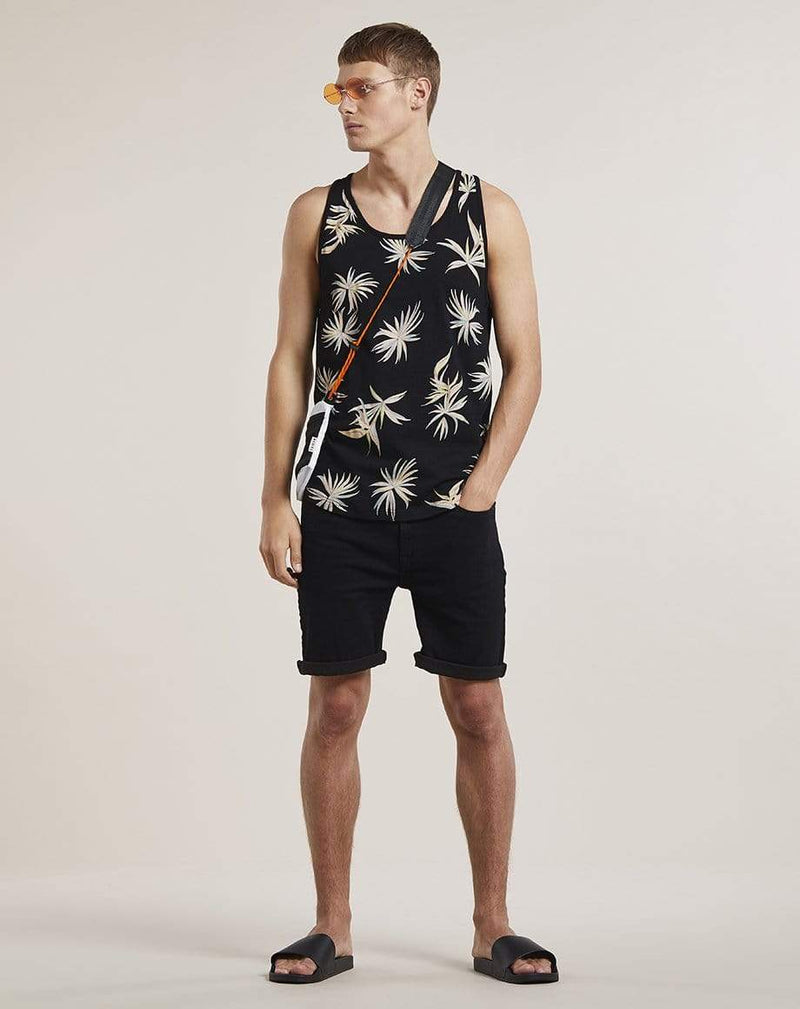 Bellfield Menswear BELLFIELD BERIT PRINTED MENS VEST | BLACK