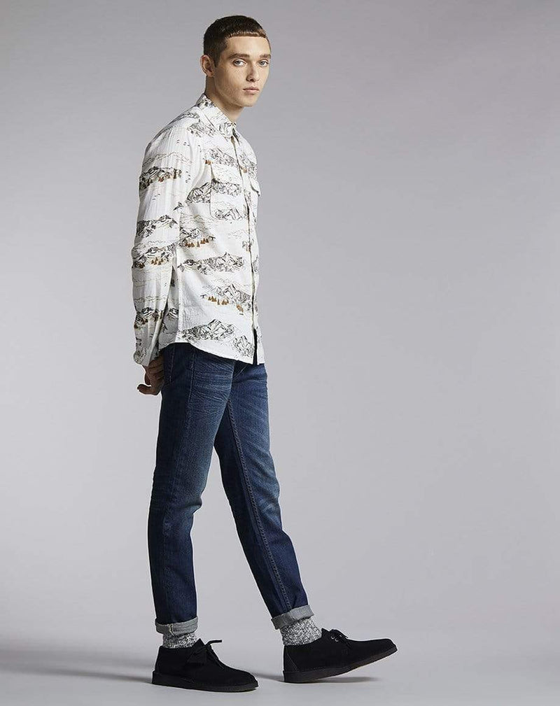 Bellfield Menswear BELLFIELD CHEYENNE MOUNTAIN PRINT MENS SHIRT | WHITE