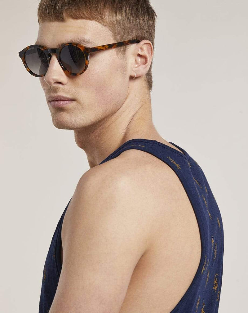Bellfield Menswear BELLFIELD DAGMAR LIZARD PRINT MENS VEST | NAVY