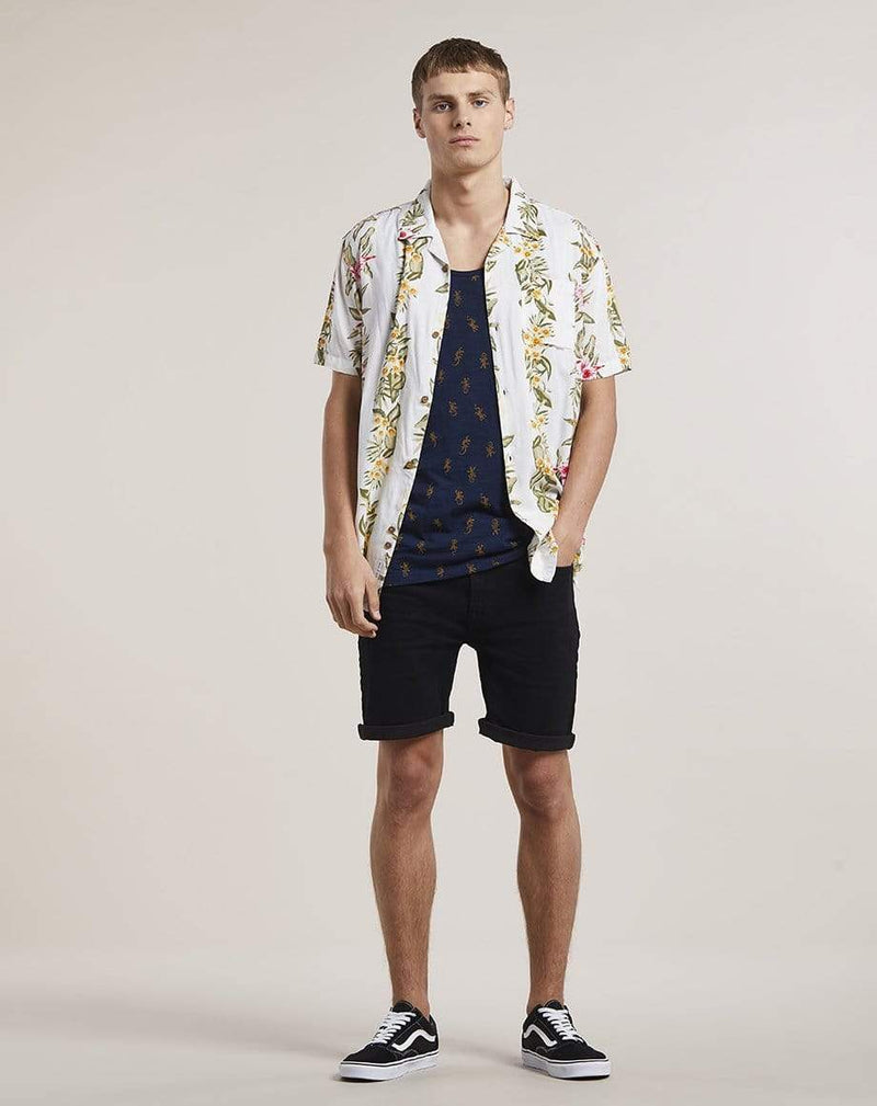 Bellfield Menswear BELLFIELD DAGMAR LIZARD PRINT MENS VEST | NAVY
