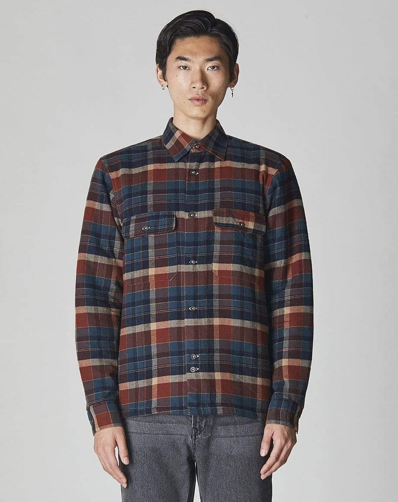 Bellfield Menswear BELLFIELD OMAHA PADDED CHECK MENS OVERSHIRT | NAVY