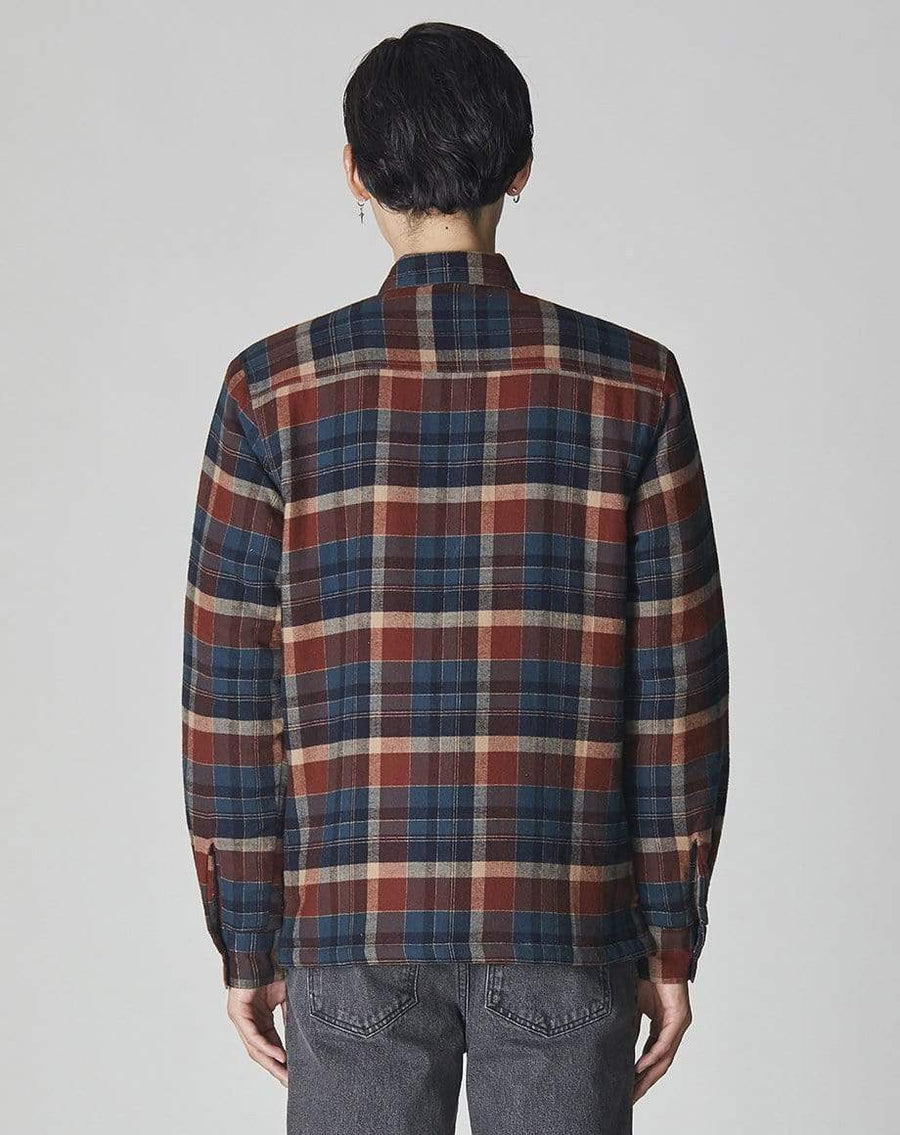 Omaha Padded Check Mens Overshirt Navy