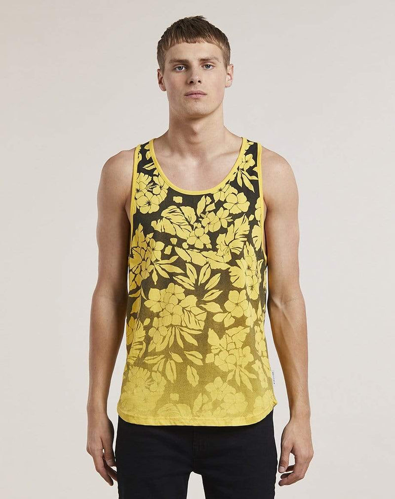 Bellfield Menswear BELLFIELD ORVAR PRINTED MENS VEST | BLACK YELLOW