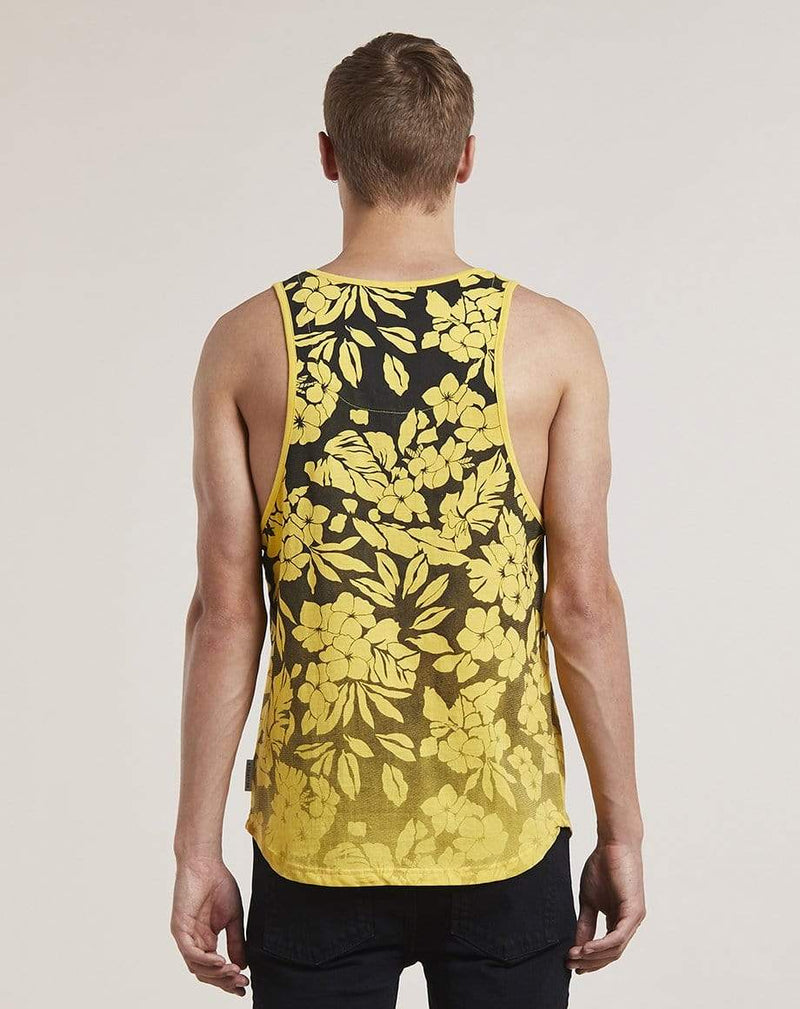 Bellfield Menswear BELLFIELD ORVAR PRINTED MENS VEST | BLACK YELLOW