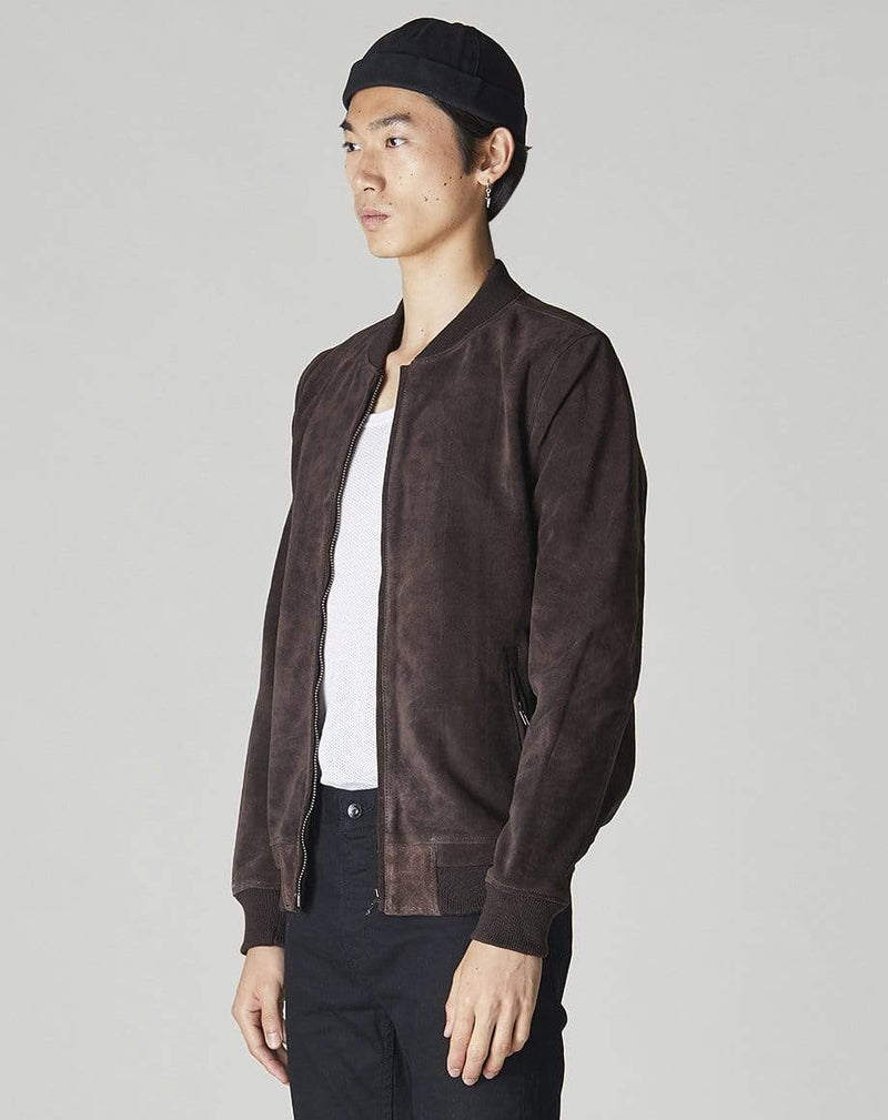 Bellfield Menswear BELLFIELD PLATO SUEDE BOMBER MENS JACKET | BROWN