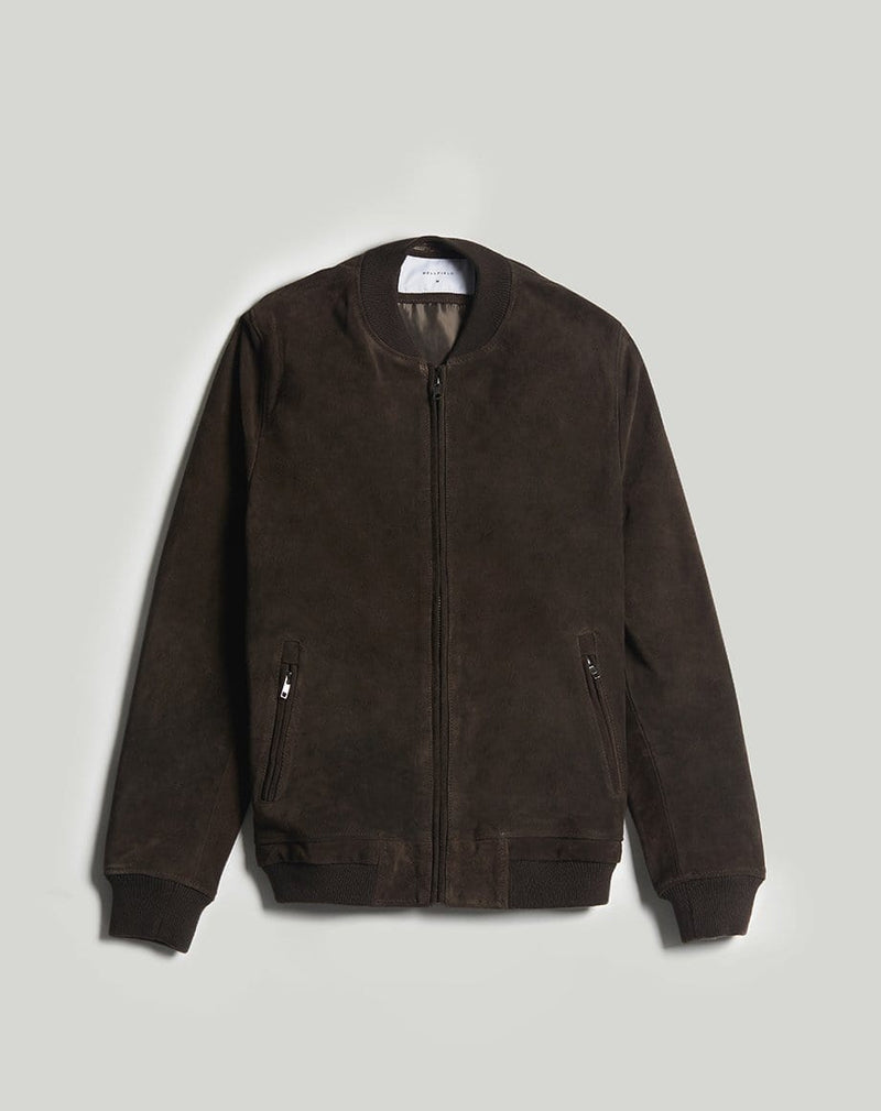 Bellfield Menswear BELLFIELD PLATO SUEDE BOMBER MENS JACKET | BROWN