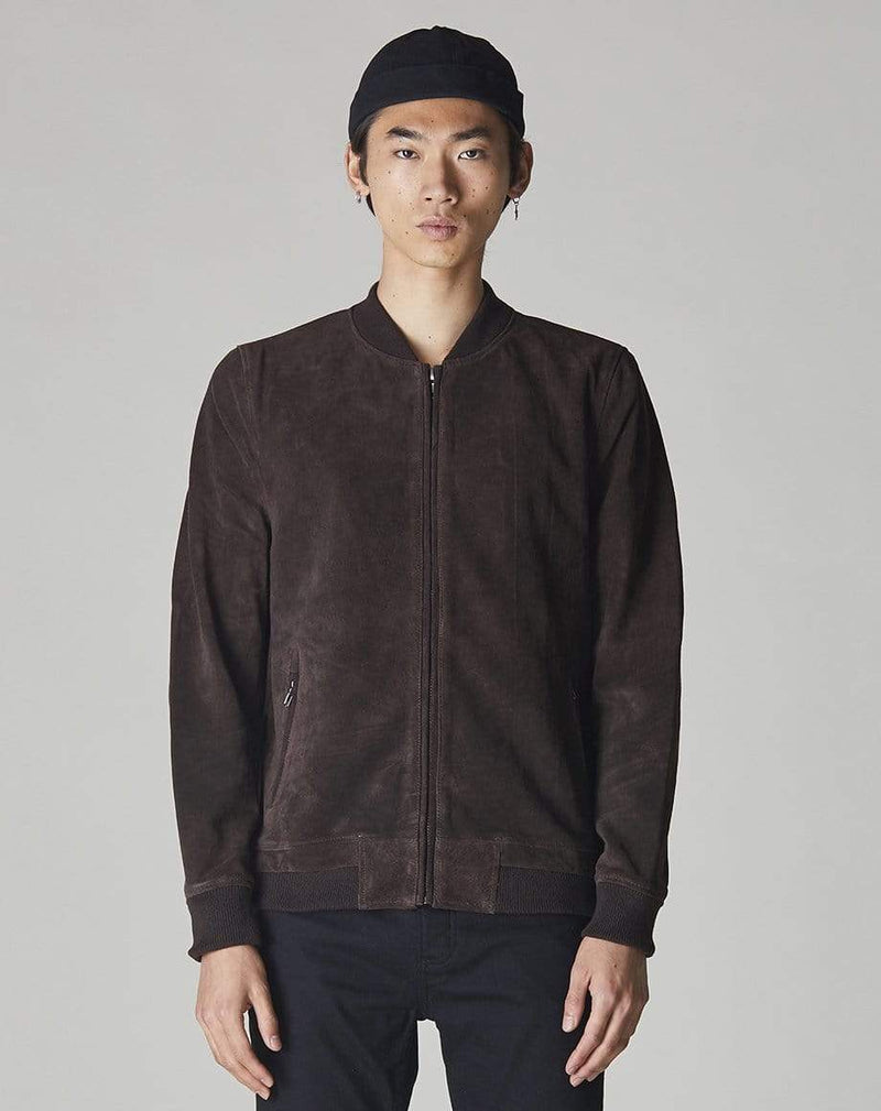 Bellfield Menswear BELLFIELD PLATO SUEDE BOMBER MENS JACKET | BROWN