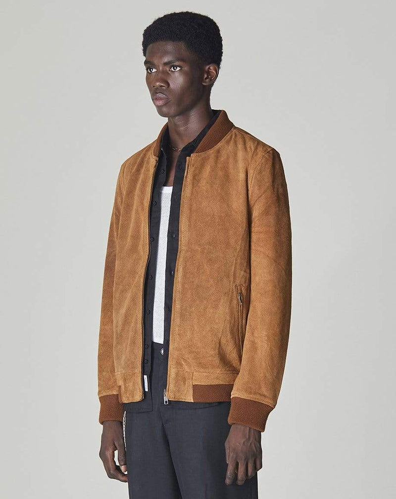 Bellfield Menswear BELLFIELD PLATO SUEDE BOMBER MENS JACKET | TAN