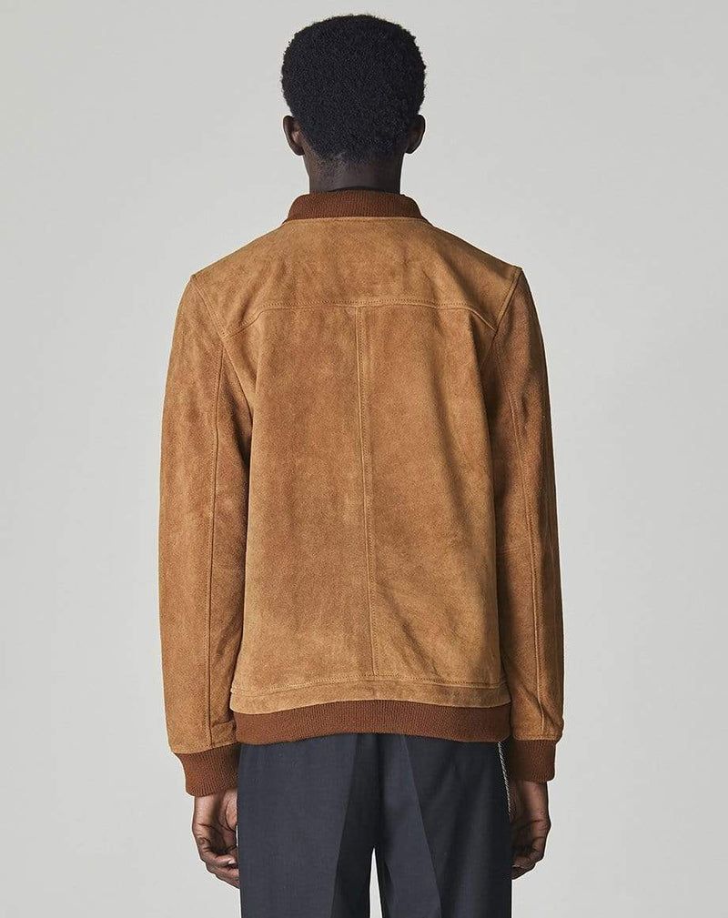 Bellfield Menswear BELLFIELD PLATO SUEDE BOMBER MENS JACKET | TAN
