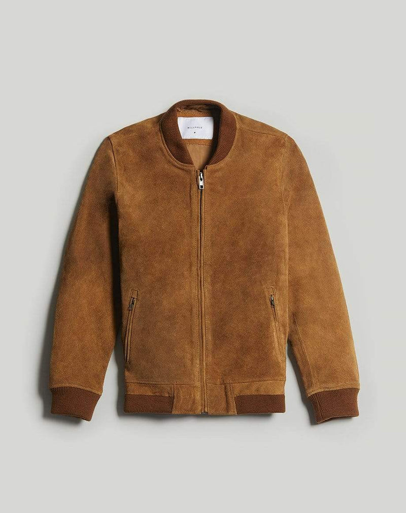 Bellfield Menswear BELLFIELD PLATO SUEDE BOMBER MENS JACKET | TAN