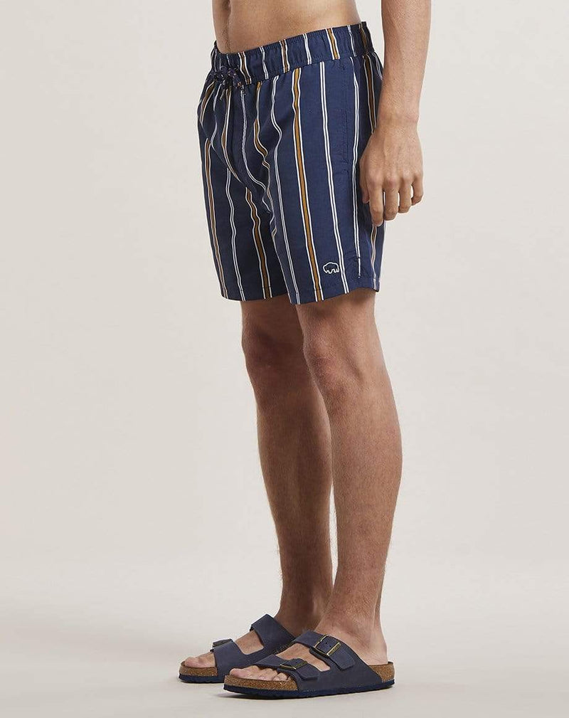 Bellfield Menswear BELLFIELD PRETO STRIPED MENS SWIM SHORTS | NAVY