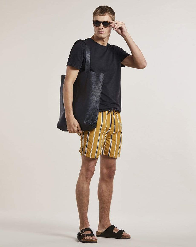 Bellfield Menswear BELLFIELD PRETO STRIPED MENS SWIM SHORTS | TOBACCO