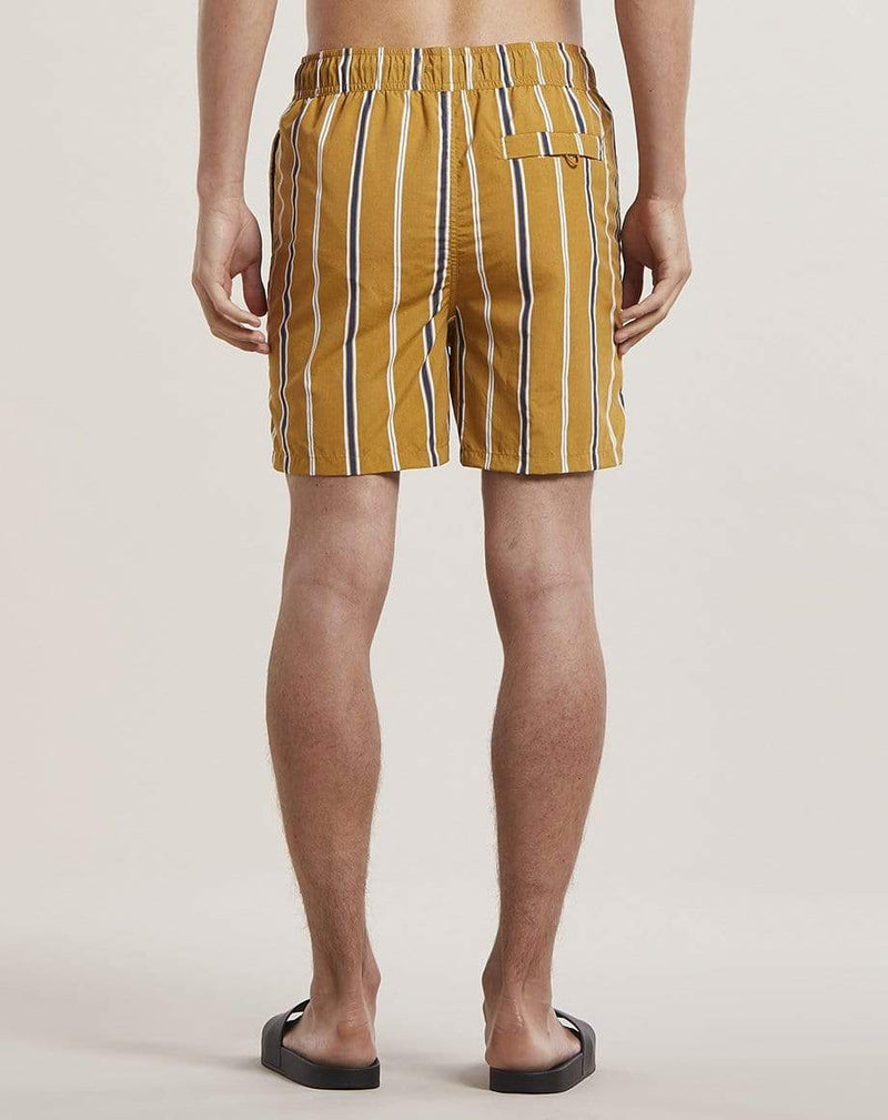 Bellfield Menswear BELLFIELD PRETO STRIPED MENS SWIM SHORTS | TOBACCO