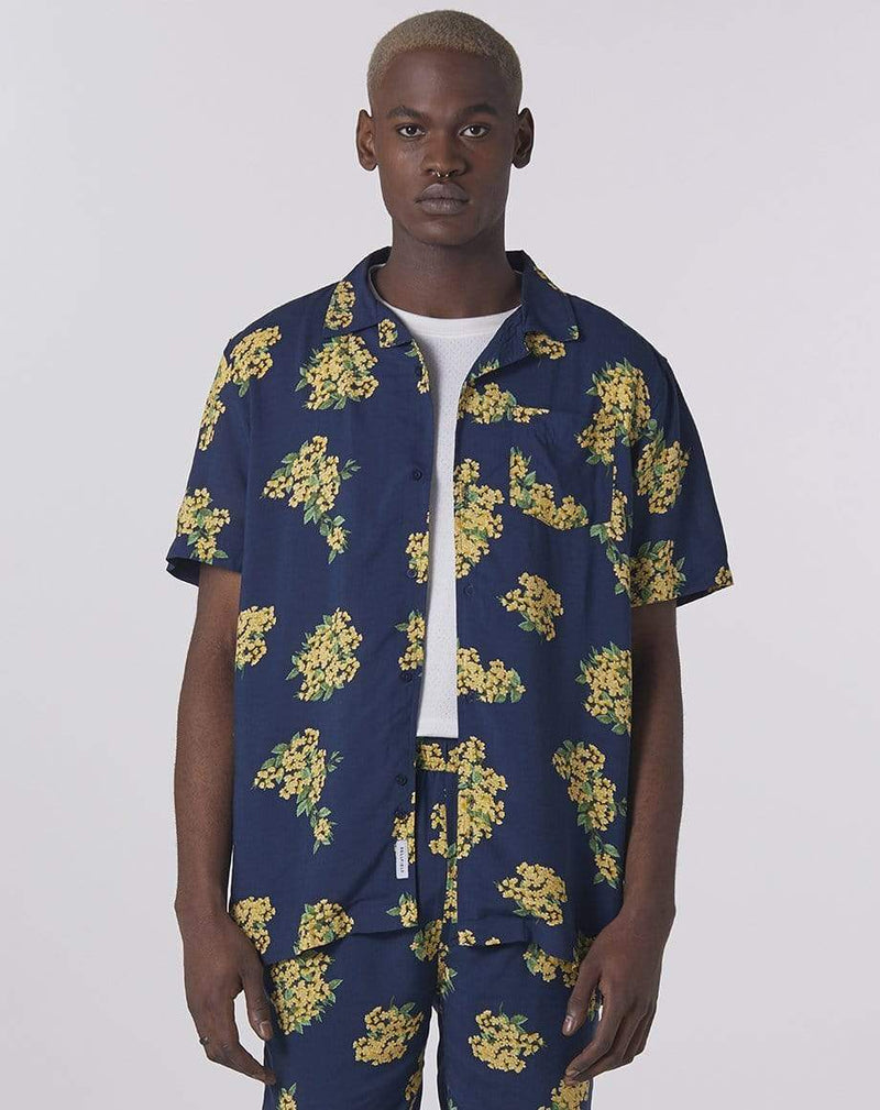 Bellfield Menswear BELLFIELD RAMPUR FLORAL MEN'S SHIRT | NAVY