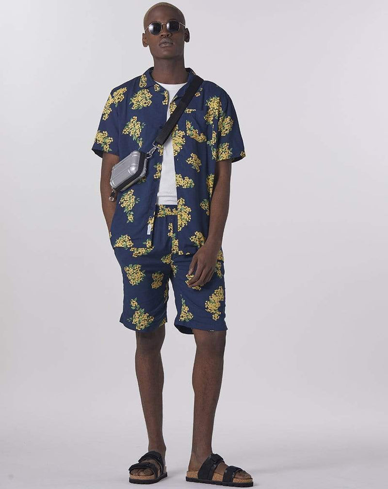 Bellfield Menswear BELLFIELD RAMPUR FLORAL MEN'S SHIRT | NAVY
