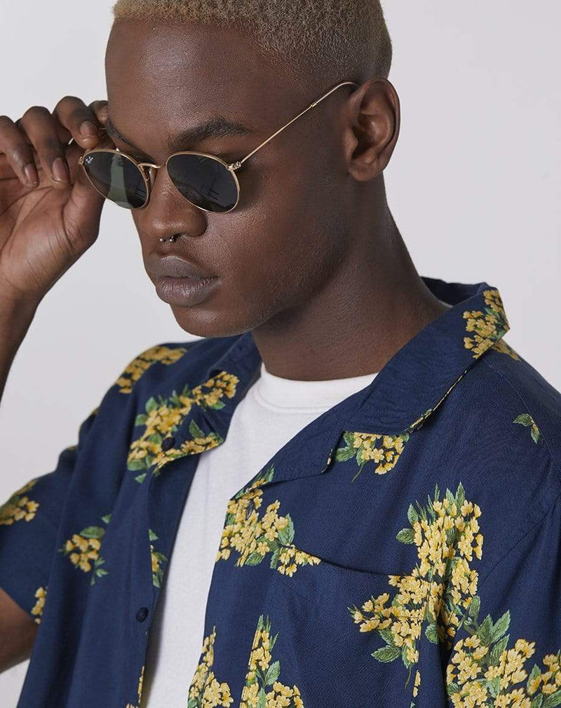 Bellfield Menswear BELLFIELD RAMPUR FLORAL MEN'S SHIRT | NAVY