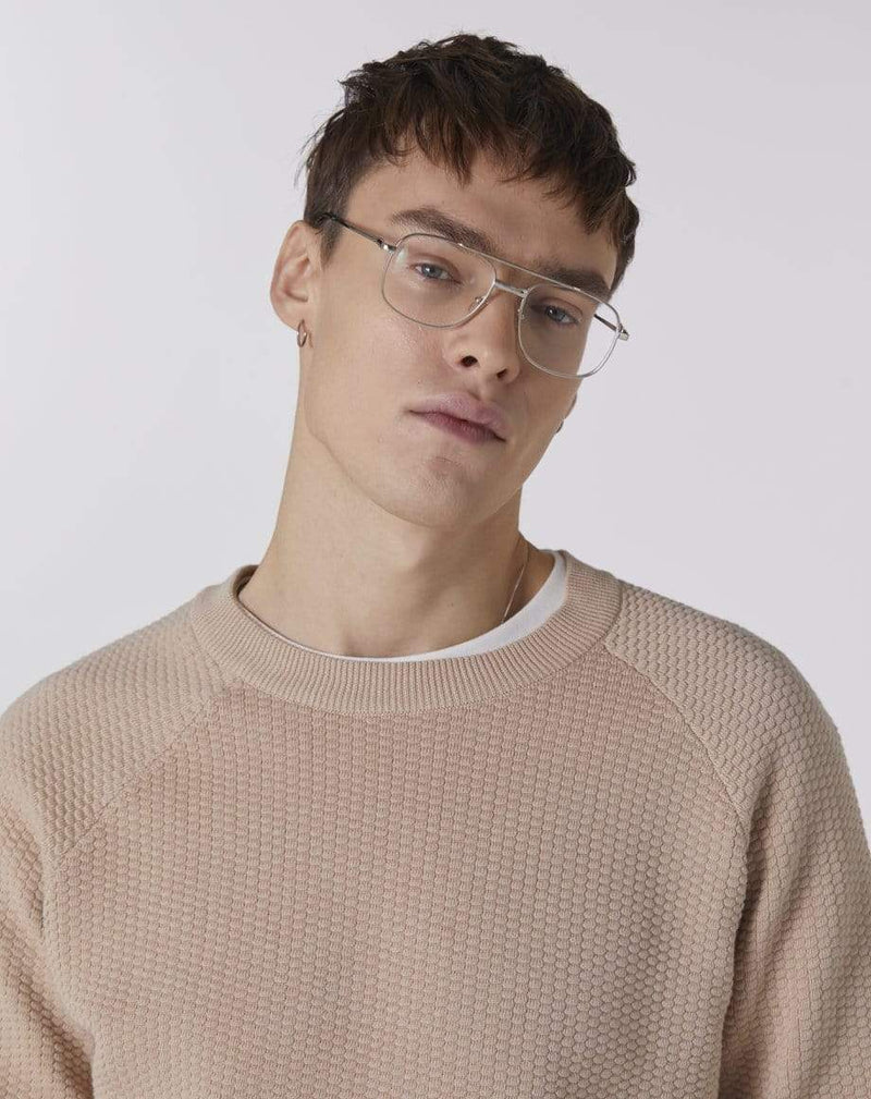 Bellfield Menswear BELLFIELD SAGAR WAFFLE TEXTURED KNIT MEN'S JUMPER | MUSHROOM