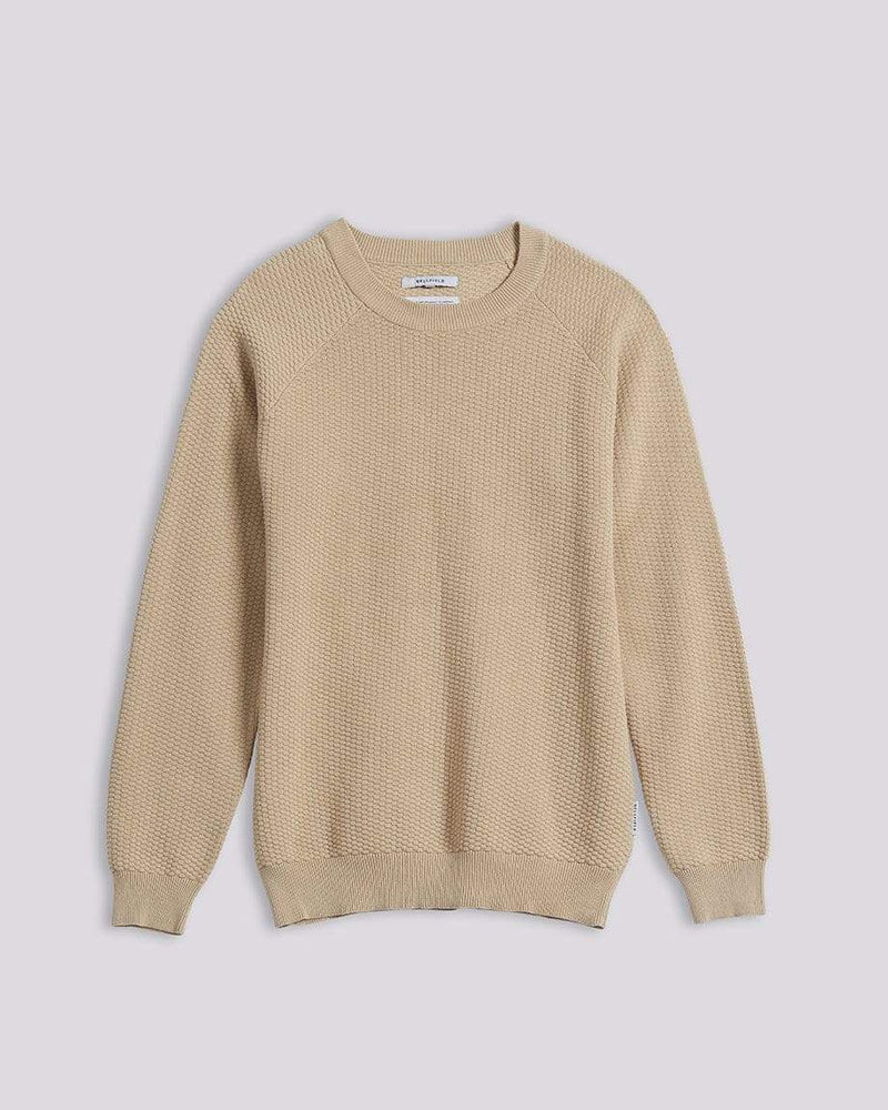 Bellfield Menswear BELLFIELD SAGAR WAFFLE TEXTURED KNIT MEN'S JUMPER | MUSHROOM