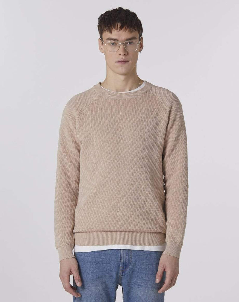 Bellfield Menswear BELLFIELD SAGAR WAFFLE TEXTURED KNIT MEN'S JUMPER | MUSHROOM