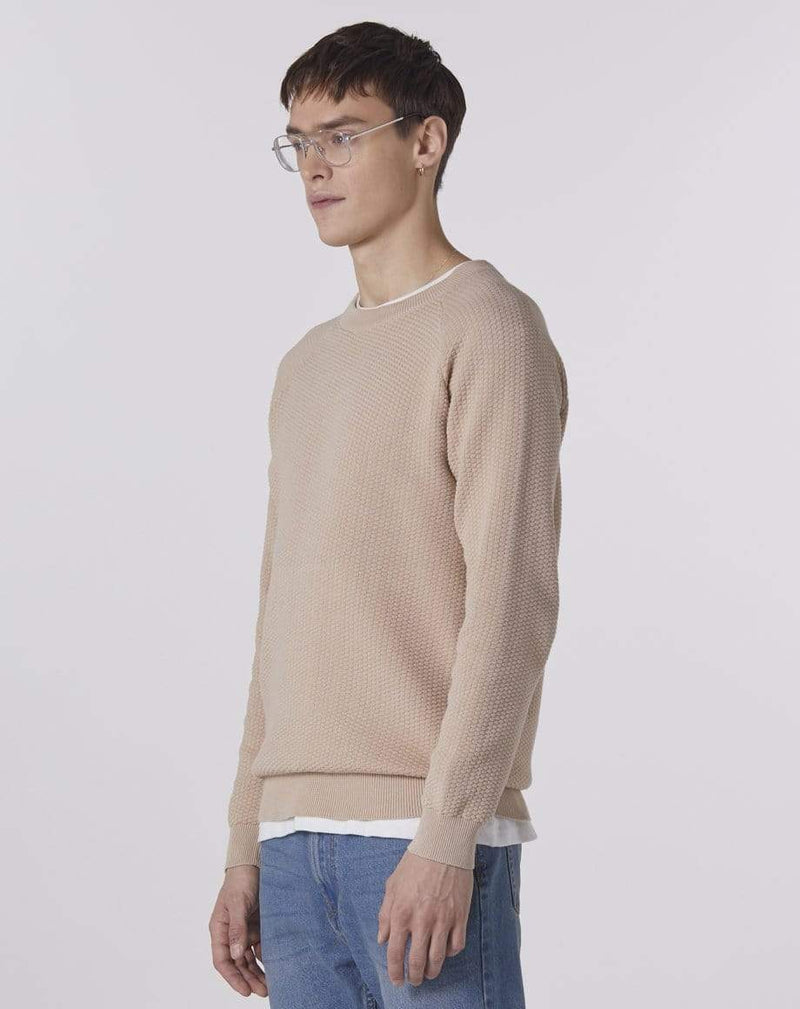 Bellfield Menswear BELLFIELD SAGAR WAFFLE TEXTURED KNIT MEN'S JUMPER | MUSHROOM
